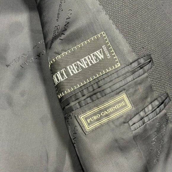 Canali 100% Cashmere Blazer Made in Italy Black Sport Coat 44L - Picture 8 of 10